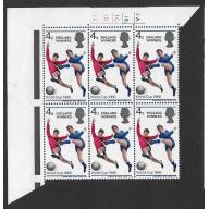 1966 World Cup Winners 4d. SHIFT OF BLUE & FLESH colours Cylinder block