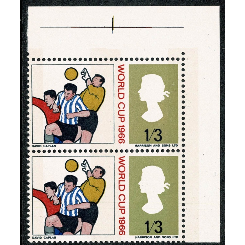 1966 World Cup 1/3 )phos). Listed Minor Constant variety "red scratch on face" SG 695p var