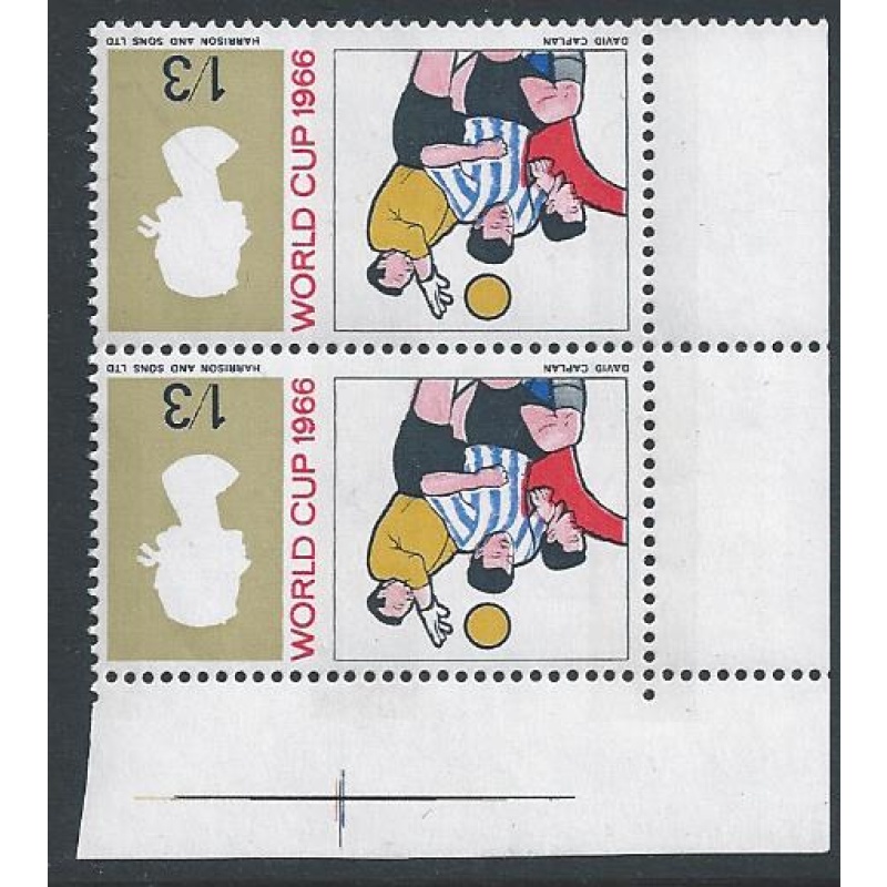 1966 World Cup 1/3 (phos). Corner pair WATERMARK INVERTED. SG 695pWi