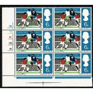 1966 World Cup 6d (ord). Cyl. 1A 1B 1C 1D 1E no dot Perf Type F (P/E).