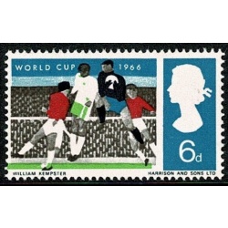 1966 World Cup 6d (ord). SHIFT OF GREEN. SG 694 var