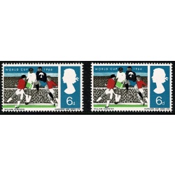 1966 World Cup 6d (ord). SHIFT OF GREEN. SG 694 var