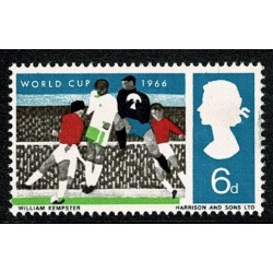 1966 World Cup 6d (ord). SHIFT OF GREEN. SG 694 var