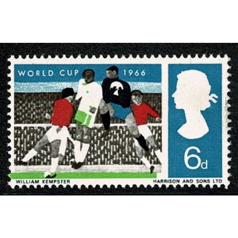 1966 World Cup 6d (ord). SHIFT OF GREEN. SG 694 var