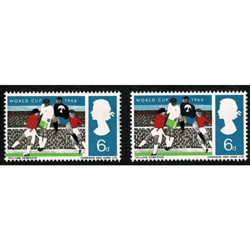 1966 World Cup 6d (ord). SHIFT OF GREEN. SG 694 var