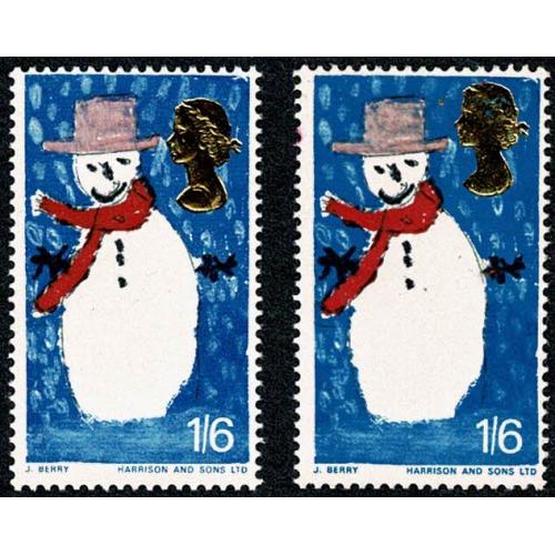1966 Christmas 1/6 (ord). floating Queen's head. SG 714 var