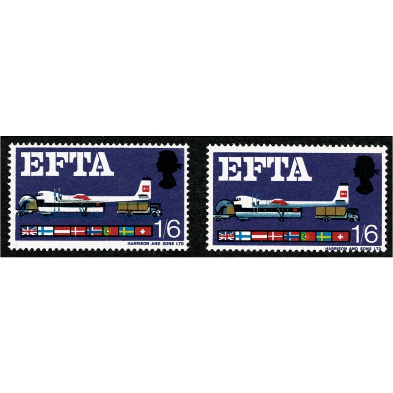 1967 EFTA 1/6 (ord). SHIFT OF BLUE GREY. SG 716 var