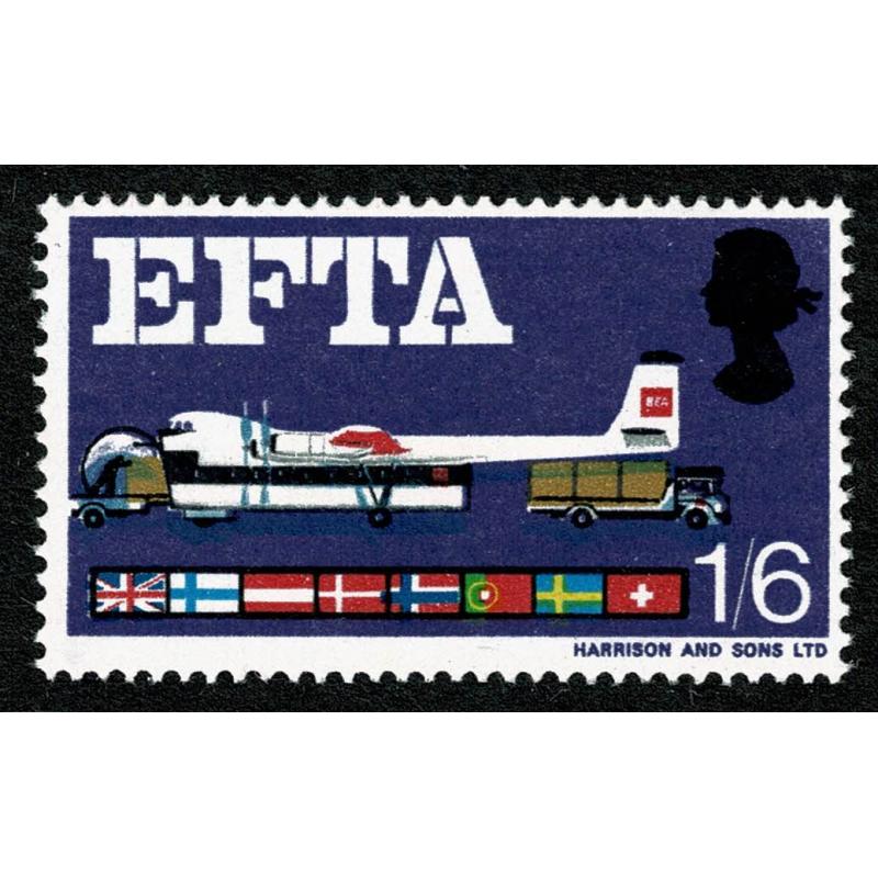 1967 EFTA 1/6 (ord). SHIFT OF BLUE GREY. SG 716 var