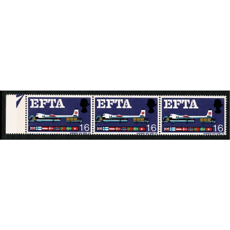 1967 EFTA 1/6 (phos). Listed variety "broken ribbon". SG Spec. WP112g