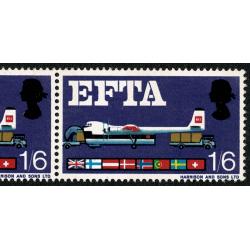 1967 EFTA 1/6 (phos). Listed variety broken ribbon. SG Spec. WP112g