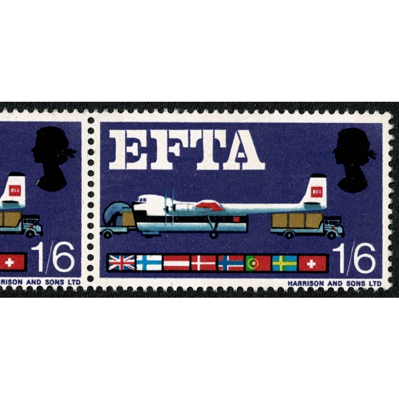 1967 EFTA 1/6 (phos). Listed variety "broken ribbon". SG Spec. WP112g