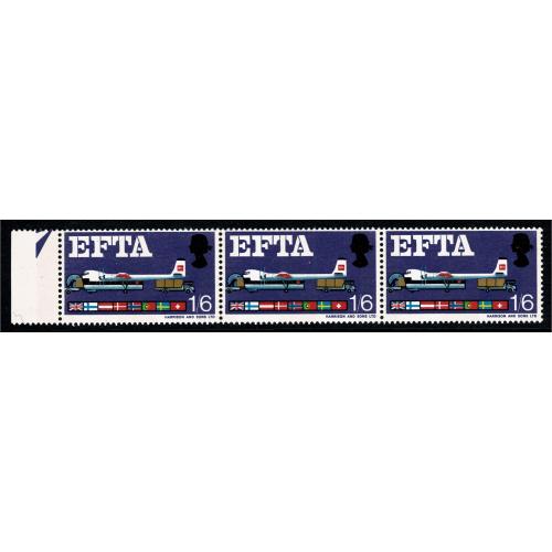 1967 EFTA 1/6 (phos). Listed variety broken ribbon. SG Spec. WP112g.