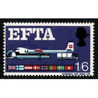 1967 EFTA 1/6 (phos). MISSING BROWN. SG 716pc. Mounted Mint
