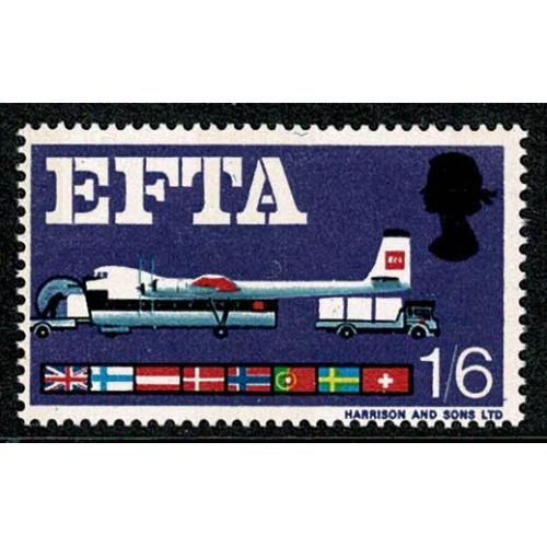 1967 EFTA 1/6 (phos). MISSING BROWN. SG 716pc. Mounted Mint
