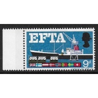 1967 EFTA 9d (phos). DOWNWARD SHIFT OF BROWN. SG 715p var