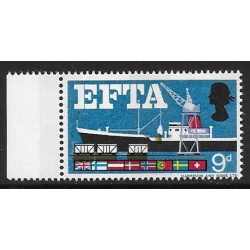 1967 EFTA 9d (phos). DOWNWARD SHIFT OF BROWN. SG 715p var