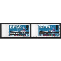 1967 EFTA 9d (phos). DOWNWARD SHIFT OF BROWN. SG 715p var
