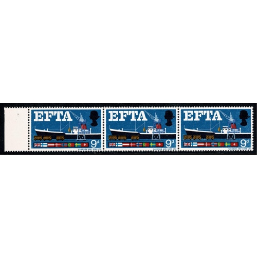 1967 EFTA 9d (ord). Listed variety "Quay flaw". SG Spec. W111h.