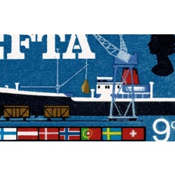 1967 EFTA 9d (ord). Listed variety "Quay flaw". SG Spec. W111h.