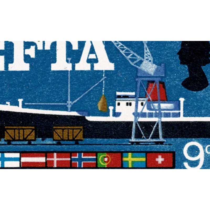 1967 EFTA 9d (ord). Listed variety "Quay flaw". SG Spec. W111h.