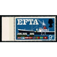 1967 EFTA 9d (phos). SHIFT OF BROWN.