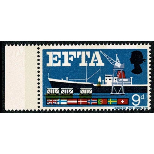 1967 EFTA 9d (phos). SHIFT OF BROWN.