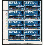 1967 EFTA 9d (phos). Cyl. 1A 1B 1C 1D 1E 1F 1G 1H no dot block of eight
