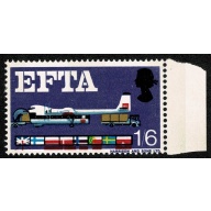 1967 E.F.T.A 1/6. (phos) ERROR SHIFT OF RED.  Mounted Mint. SG 716p