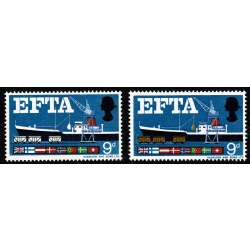 1967 E.F.T.A 9d (phos). Error  MISSING BROWN. SG.715pd