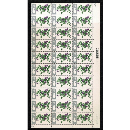 1967 Flowers 9d (ord). INVERTED WATERMARK. Block of  30. SG 721Wi