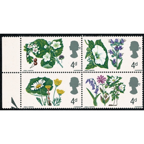 1967 Flowers 4d (ord). Listed variety "small green spot on wood anemone". SG 720 var