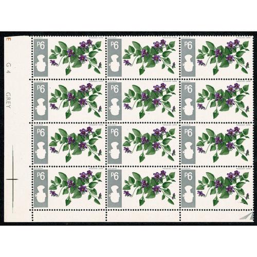 1967 Flowers 9d (ord). INVERTED WATERMARK. Block of twelve. SG 721Wi