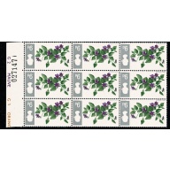 1967 Flowers 9d (ord). INVERTED WATERMARK. Block of nine. SG 721Wi