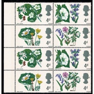 1967 Flowers 4d (phos). Listed variety "small green spot to left of bluebell leaf" SG 720p var