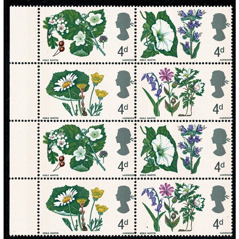 1967 Flowers 4d (phos). Listed variety "small green spot to left of bluebell leaf" SG 720p var