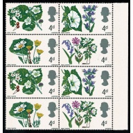 1967 Flowers 4d (phos). Listed variety "small green spot above leaf of wood anemone". SG 720p var