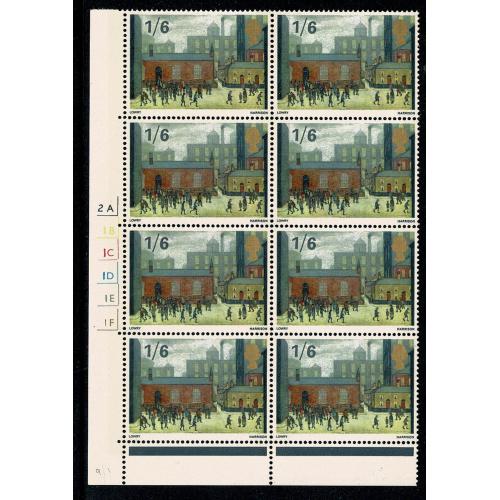 1967 Paintings 1/6. Cyl. 2A 1B 1C 1D 1E 1F no dot block of eight. LISTED CONSTANT VARIETY Extra window. SG Spec. W121f