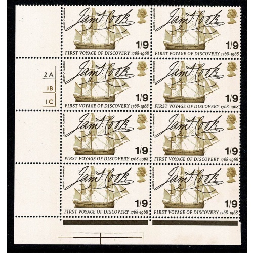 1968 Anniversaries 1/9 Cyl. 2A 1B 1C  no dot block of eight.