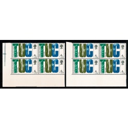 1968 Anniversaries 4d. SHIFT OF BLUE. Block of four. SG 767 var