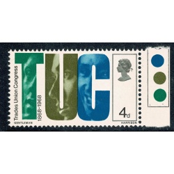 1968 Anniversaries 4d. SHIFT OF BLUE COLOUR LEFT. SG 767 var