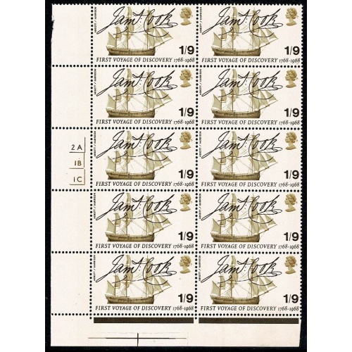 1968 Anniversaries 1/9. Listed minor constant variety "sliced F" Cyl. block. SG 770 var