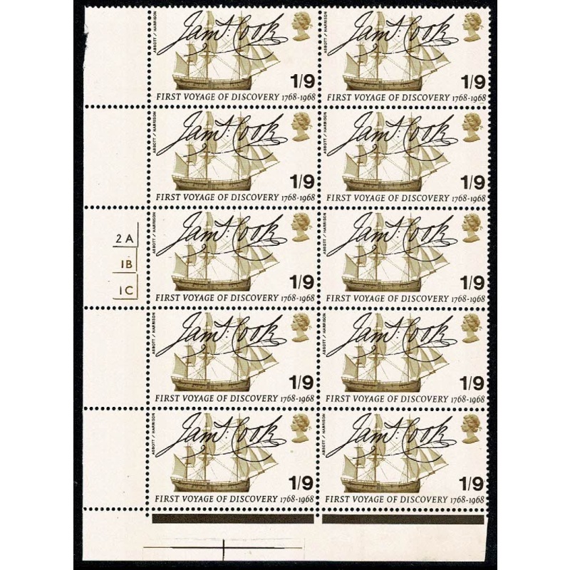 1968 Anniversaries 1/9. Listed minor constant variety "sliced F" Cyl. block. SG 770 var