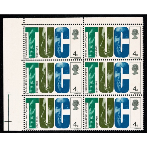 1968 Anniversaries 4d. Listed variety "retouch C on forehead" SG W134b