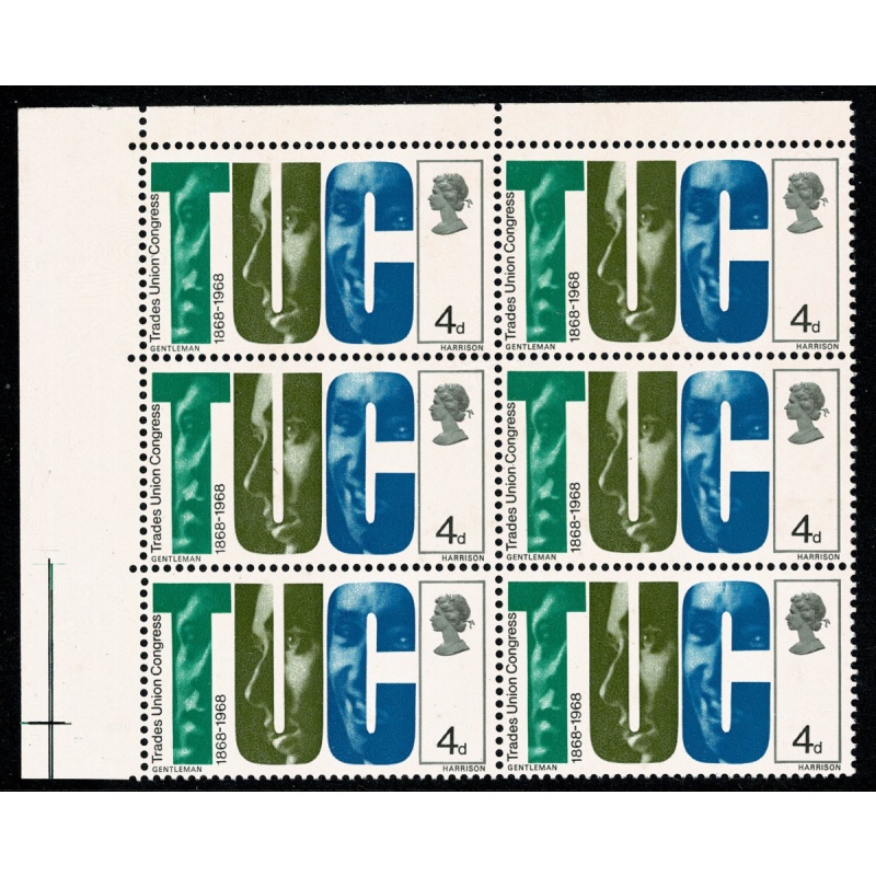 1968 Anniversaries 4d. Listed variety "retouch C on forehead" SG W134b
