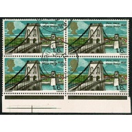 1968 Bridges 1/6. "green spot above arch" minor constant variety. Fine used block of four.