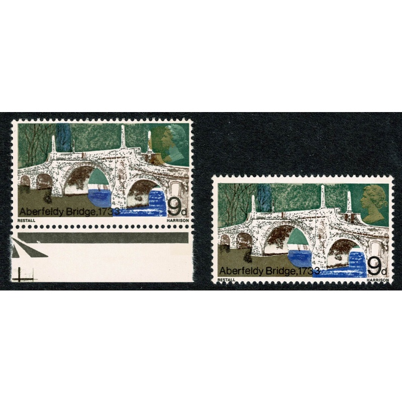 1968 Bridges 9d. SHIFT OF GOLD. SG 764 var.