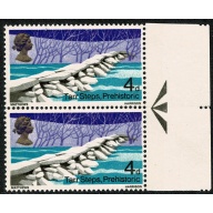 1968 Bridges 4d. PRINTED ON GUMMED SIDE. Positional pair with listed variety. SG 623a