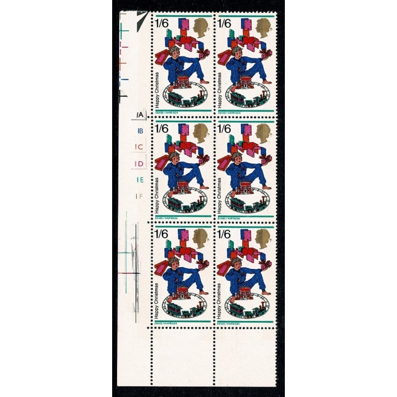 1968 Christmas 1/6 Cyl. 1A 1B 1C 1D 1E 1F no dot block of six. SG 777
