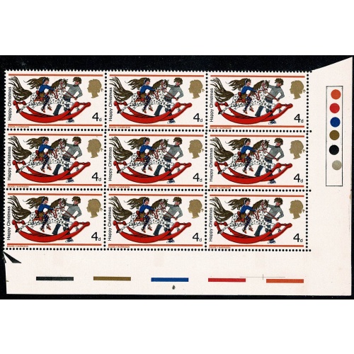 1968 Christmas 4d (Thissell). SHIFT OF GOLD and orange. Traffic light block