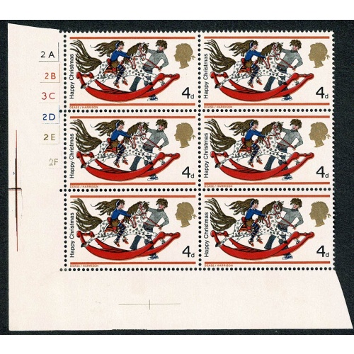 1968 Christmas 4d (Thissell). SHIFT OF GOLD and orange. Cyl. block